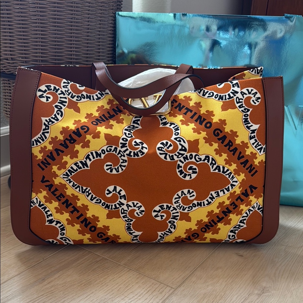Valentino Garavani Brown and Yellow Tote Bag purse summer